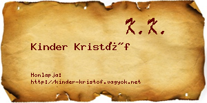 Kinder Kristóf névjegykártya